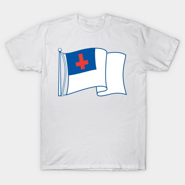 Upside Down Cross Christian Flag T-Shirt by In Memorium